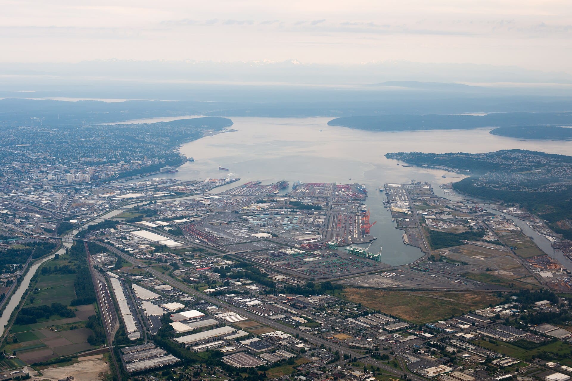 Aerial view of a container terminal